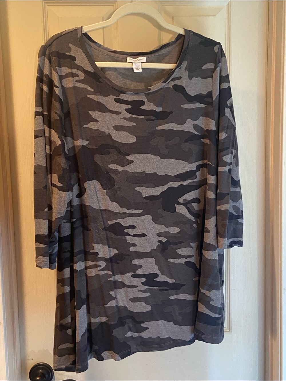 Carolina Belle Gray Camouflage Long Sleeve Tunic Dress